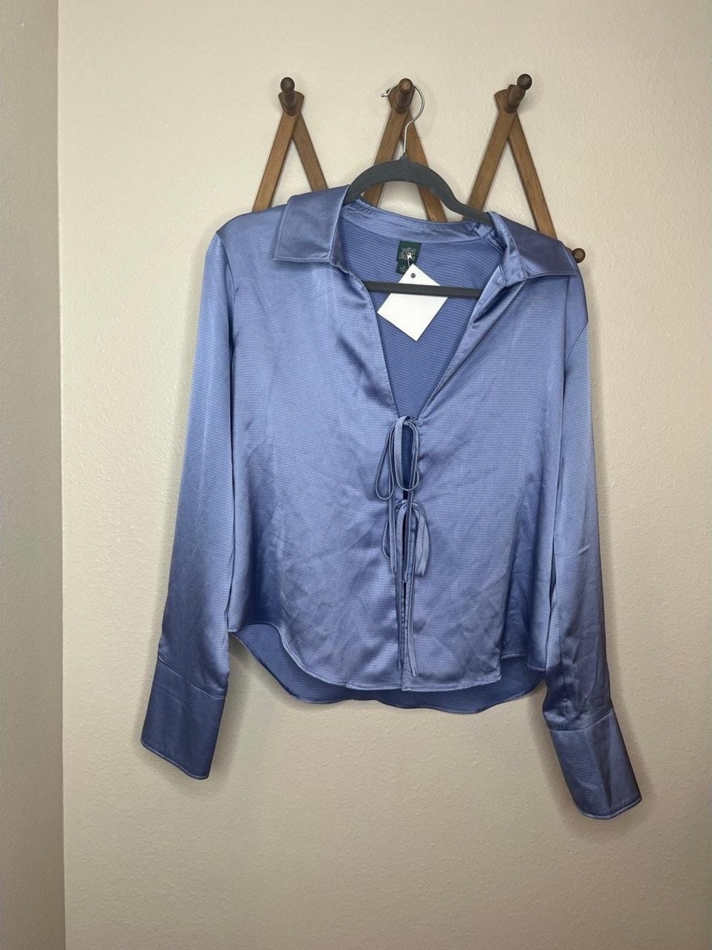 Wild Fable Women's Periwinkle Blue Satin Button-Up Shirt